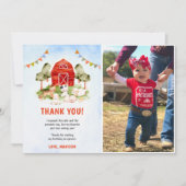 かわいい農園動物誕生日写真サンキューカード 招待状 (正面)