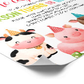 かわいい農園動物誕生日時間カプセル標識 ポスター (角)