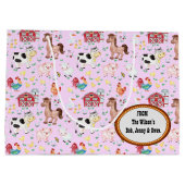 かわいい農園動物赤ちゃんシャワーピンク ラージペーパーバッグ (裏面)