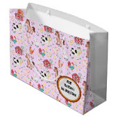 かわいい農園動物赤ちゃんシャワーピンク ラージペーパーバッグ (裏面アングル)