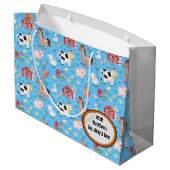 かわいい農園動物赤ちゃんシャワーブルー ラージペーパーバッグ (裏面アングル)