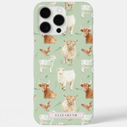 かわいい農園動物 | ハイランドカウモノグラム Case-Mate iPhoneケース (裏面)