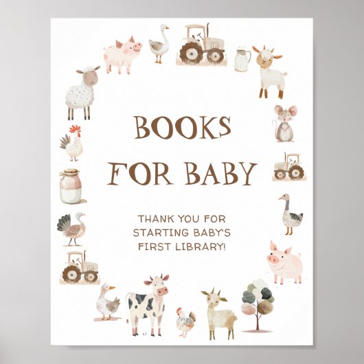 かわいい農園男女兼用動物の本ベビー ポスター (正面)
