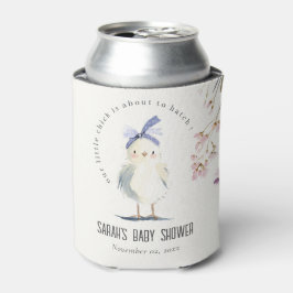 かわいい農場のひよこ 水彩花柄 ベビーシャワー 缶クーラー