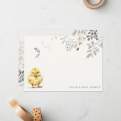 かわいい農場のひよこ 水彩花 赤ちゃんのお披露目パーティー ノートカード (正面/裏面インサイチュ)