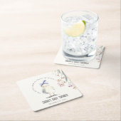 かわいい農場のひよこ 水彩花 赤ちゃんのシャワー スクエアペーパーコースター (インサイチュ)