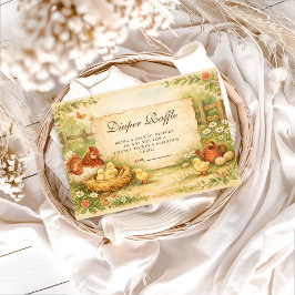 かわいい農場のひよこ 赤ちゃんシャワー おむつくじ エンクロージャーカード