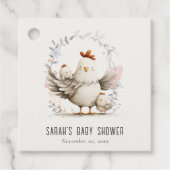 かわいい農場のママと赤ちゃんのひよこの花柄 ベビーシャワー フェイバータグ (正面)