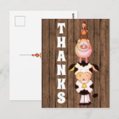 かわいい農場の動物が飾られた納屋の木の感謝カード ありがとうございます ポストカード (正面/裏面)