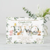 かわいい農場の動物たちと緑の草原 2歳の誕生日 招待状 (スタンド正面)