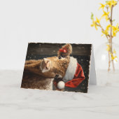 かわいい農場の動物たちのクリスマスメッセージ カード (黄色い花)