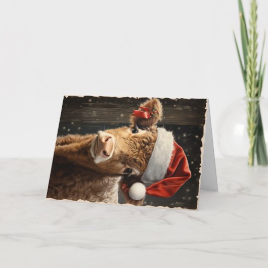 かわいい農場の動物たちのクリスマスメッセージ カード (正面)