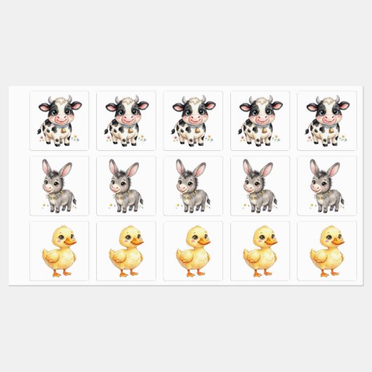 かわいい農場の動物たち ラベル (シート)