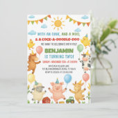かわいい農場の動物たち 子供の誕生日パーティー 招待状 (スタンド正面)