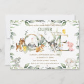 かわいい農場の動物たち 牧場の緑 1歳の誕生日 招待状 (正面)