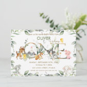 かわいい農場の動物たち 牧場の緑 1歳の誕生日 招待状 (スタンド正面)