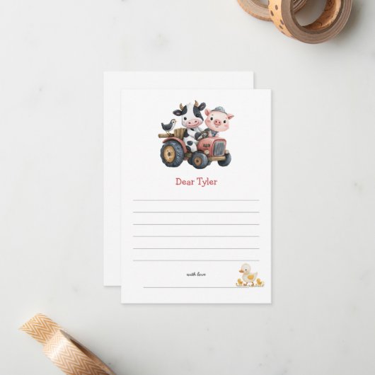 かわいい農場の動物の誕生日タイムカプセル ノートカード (正面/裏面インサイチュ)