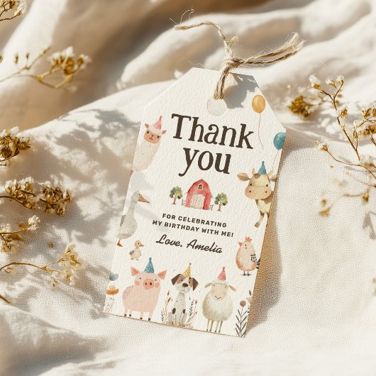 かわいい農場の動物の誕生日パーティーの景品タグ ギフトタグ