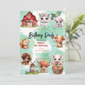 かわいい農場の動物の誕生日パーティー招待状 招待状 (スタンド正面)