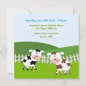 かわいい農場の動物の誕生日パーティー招待状 招待状 (裏面)