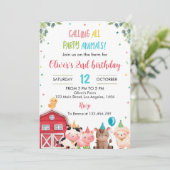 かわいい農場の動物の誕生日招待状 招待状 (スタンド正面)