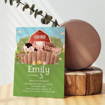 かわいい農場の動物の誕生日招待状