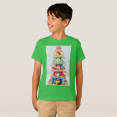 かわいい農場の動物タワーの納屋 - 牛 豚 羊 Tシャツ (正面フル)