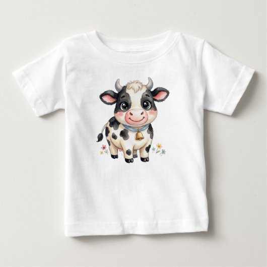 かわいい農場の動物 - 牛 ベビーTシャツ (正面)