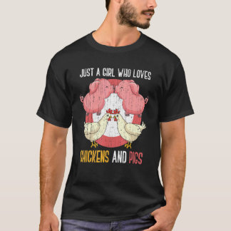 かわいい農場の動物 農家の女性たち 豚 鶏 Tシャツ
