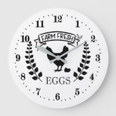 かわいい農場の新鮮卵の国 ラージ壁時計 (正面)