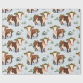 かわいい農場の牛のクリスマス ラッピングペーパー (フラット)