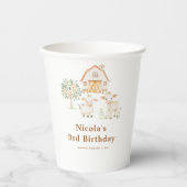 かわいい農場の納屋の牛 誕生日 紙コップ (正面)
