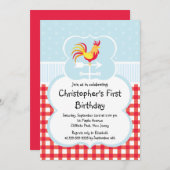 かわいい農場の納屋周囲の庭の動物の誕生日の招待状 招待状 (正面/裏面)