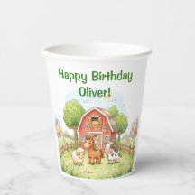 かわいい農場の誕生日ペーパカップ