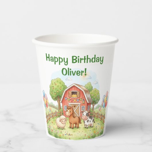 かわいい農場の誕生日ペーパカップ 紙コップ (正面)