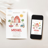 かわいい農場の誕生日招待状 招待状