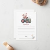 かわいい農場の豚トラクター誕生日タイムカプセル ノートカード (正面/裏面インサイチュ)