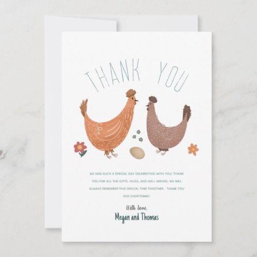 かわいい農場の赤ちゃんシャワーありがとう サンキューカード (正面)