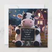 かわいい農場をテーマにした妊娠の発表 招待状 (正面)