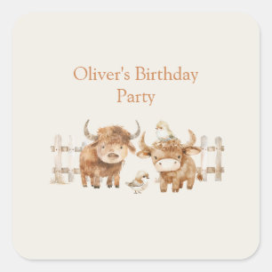 かわいい農場をテーマにした誕生日パーティー 過去記事 スクエアシール