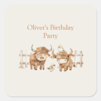 かわいい農場をテーマにした誕生日パーティー|過去記事 スクエアシール