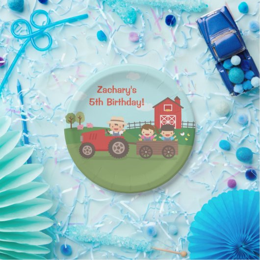 かわいい農場トラクターの子供の誕生日のパーティーの供給 ペーパープレート (パーティー)