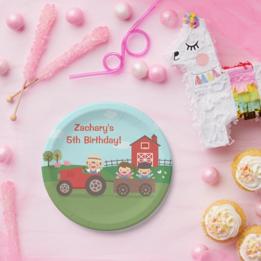 かわいい農場トラクターの子供の誕生日のパーティーの供給 ペーパープレート (パーティー)