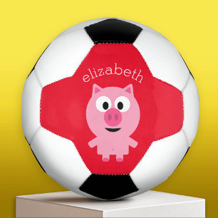 かわいい農場ピグレット – ピンクと赤と名前 サッカーボール