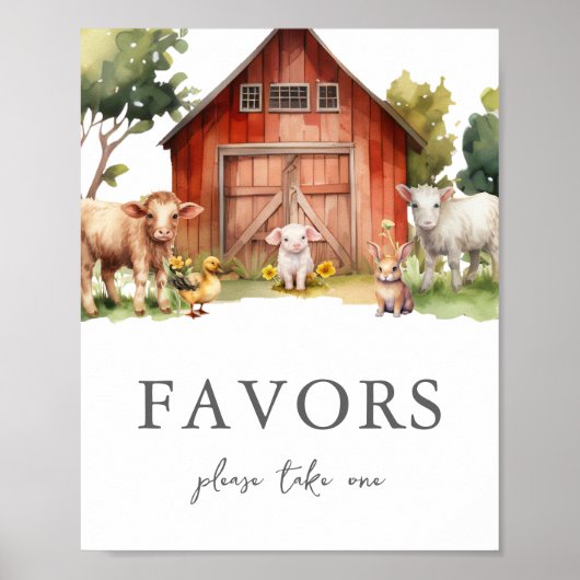 かわいい農場動物の納屋の好意サイン ポスター (正面)