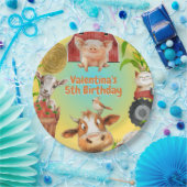 かわいい農場動物カラフルガールボーイ納屋周囲の庭パーティー ペーパープレート (パーティー)