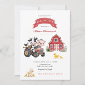 かわいい農場動物ファームハウスベビーシャワー 招待状 (正面)