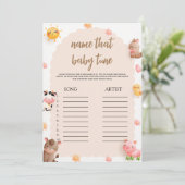 かわいい農場動物ベビーシャワー名そのベビーチューニング 招待状 (スタンド正面)