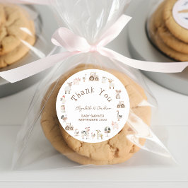 かわいい農場動物ボホベイビーシャワーありがとう ラウンドシール