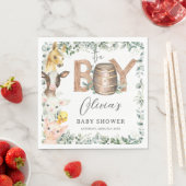 かわいい農場動物緑の男の子納屋ベイビーシャワー スタンダードランチョンナプキン (インサイチュ)